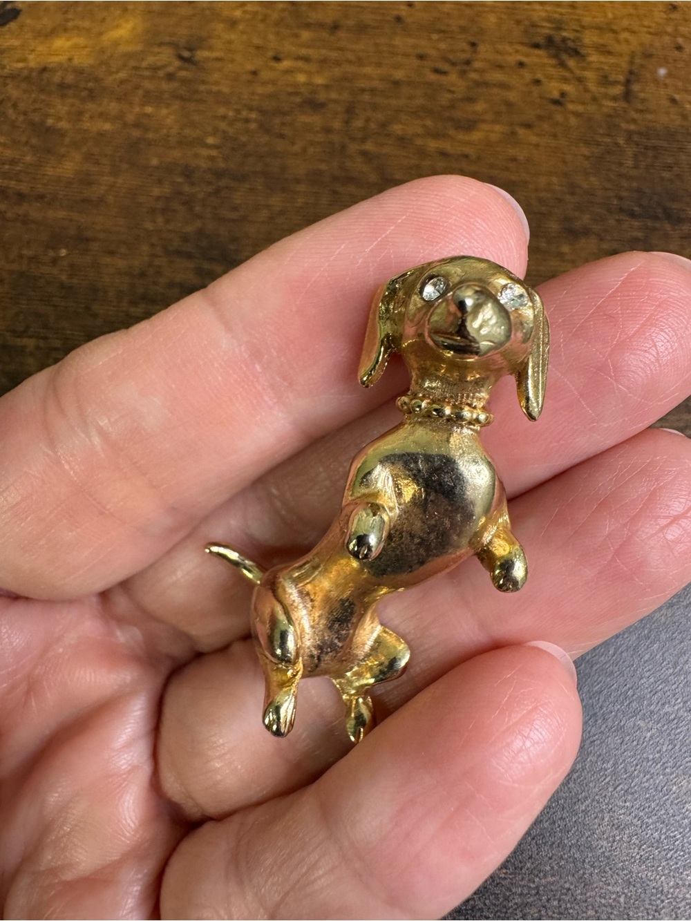 Vintage Gold Dachshund Dog Brooch Pin